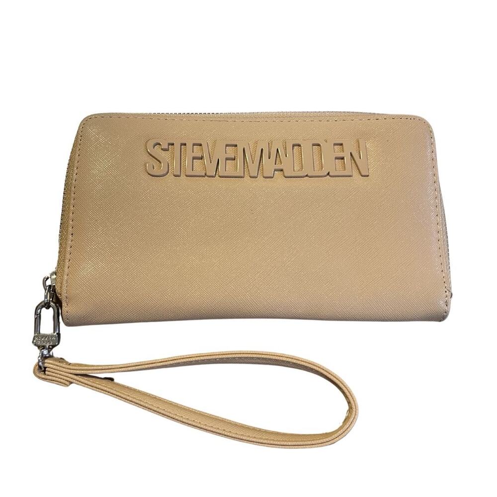 Steve Madden Zip Around Wristlet Wallet Card Holder Faux Leather Minimalist Y2K